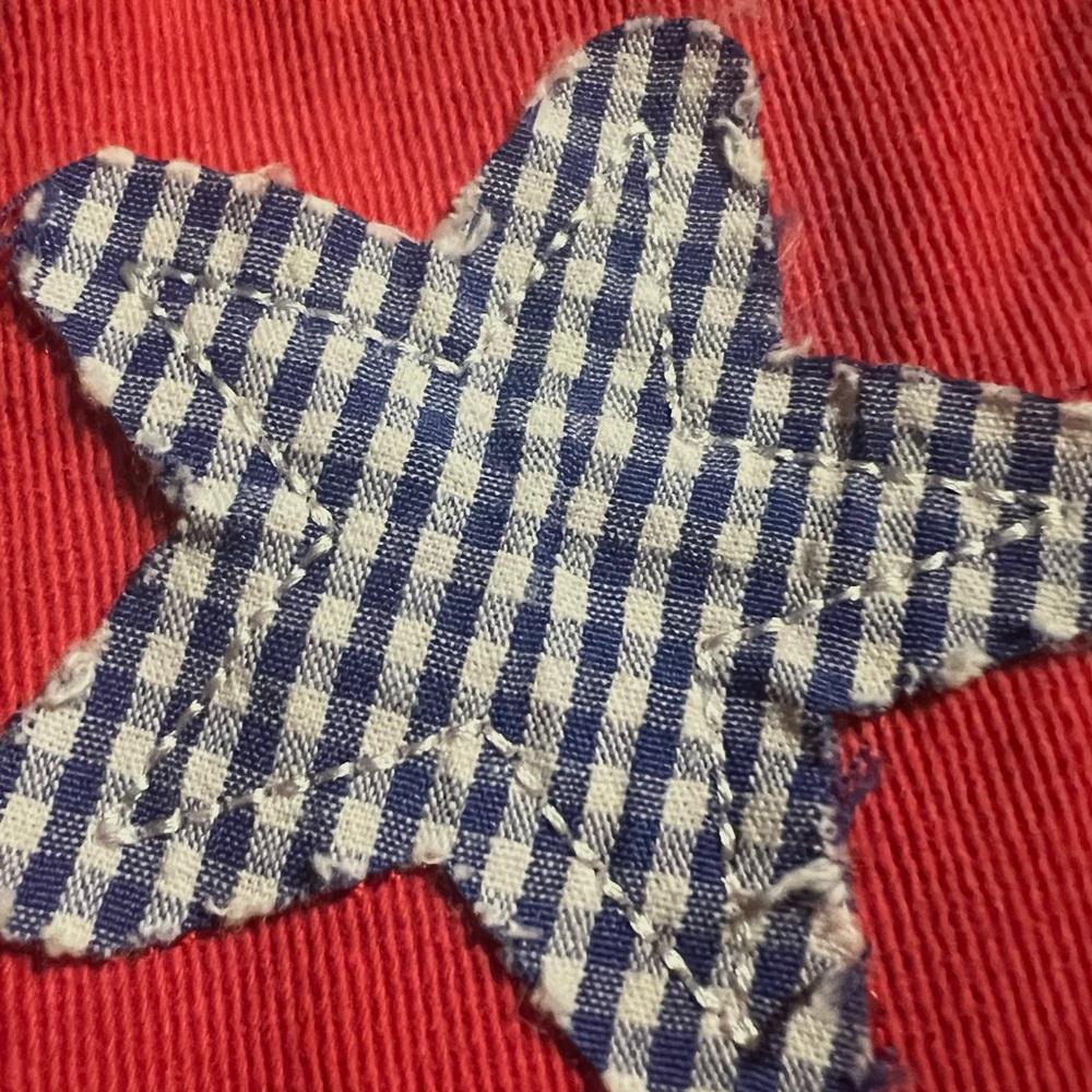 PEACH LOVE CALIFORNIA America patriotic washed red denim dress S M L - Picture 6 of 7